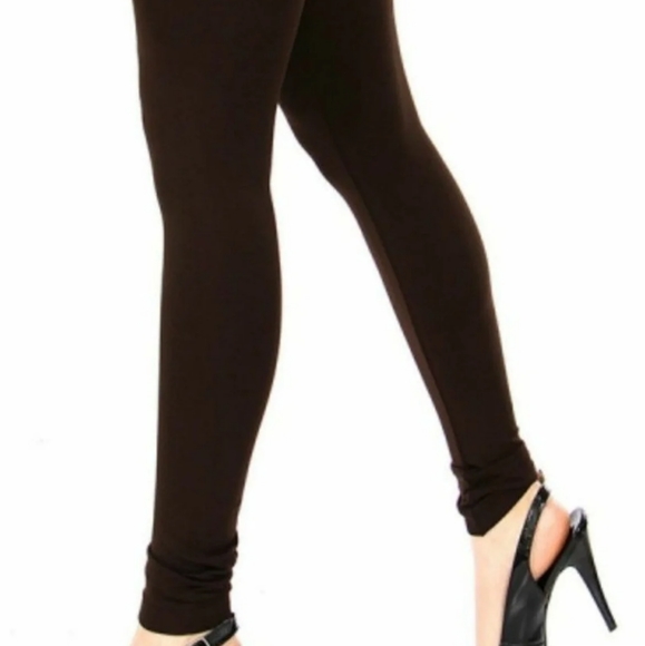 NWT Dark Brown Seamless Leggings High Waist Tummy Control Stretch Pants - Picture 5 of 8